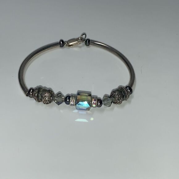 Sterling Silver and Beaded Bracelet - Picture 1 of 4